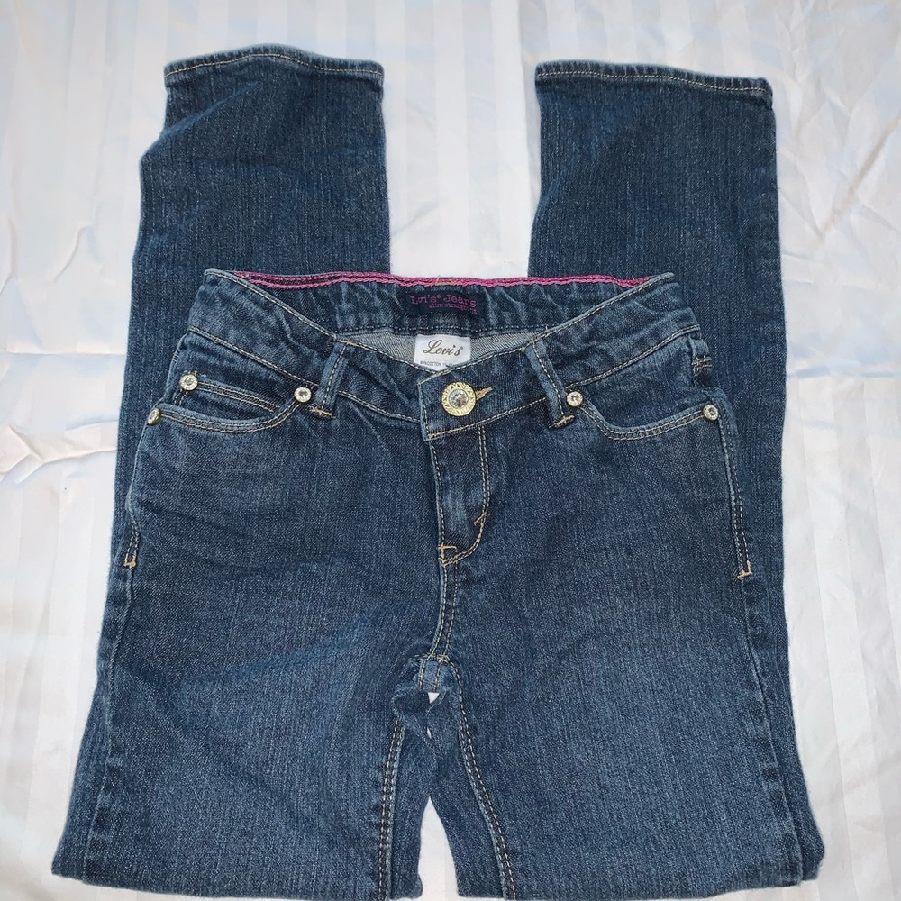 🏷️ Girl’s Levi’s Blue Jeans Slim Straight Fit 7 Regular Adjustable Waist 7R